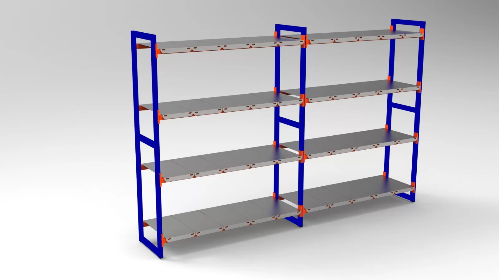 150-300 Kg Taşıma Kapasiteli 4 Katlı Double Depo Rafı.  Hafif Rack
