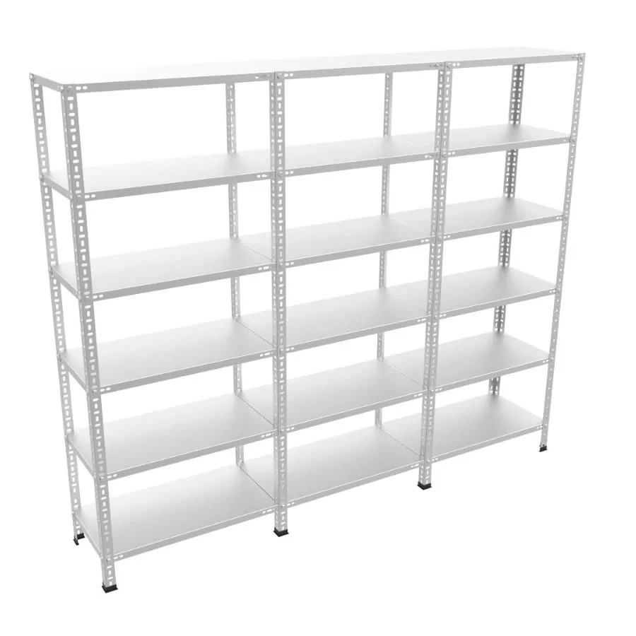 3’Lü Bitişik 6 Katlı Galvaniz Çelik Raf. Dosya, Depo,Rafı